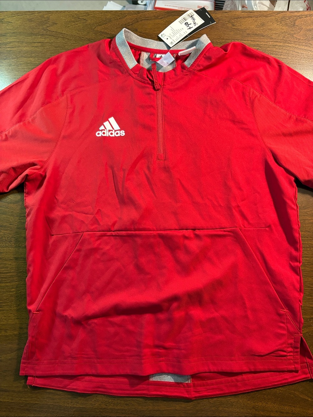 adidas Red Quarter-Zip Youth Pullover Hoodie